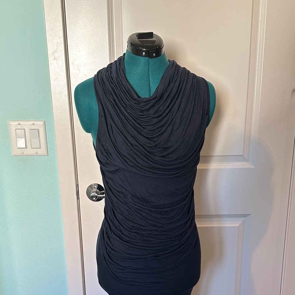 Helmut Lang Dark Blue Draped Skin tight dress